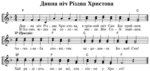 Ноти пісні Дивна ніч Різдва Христова